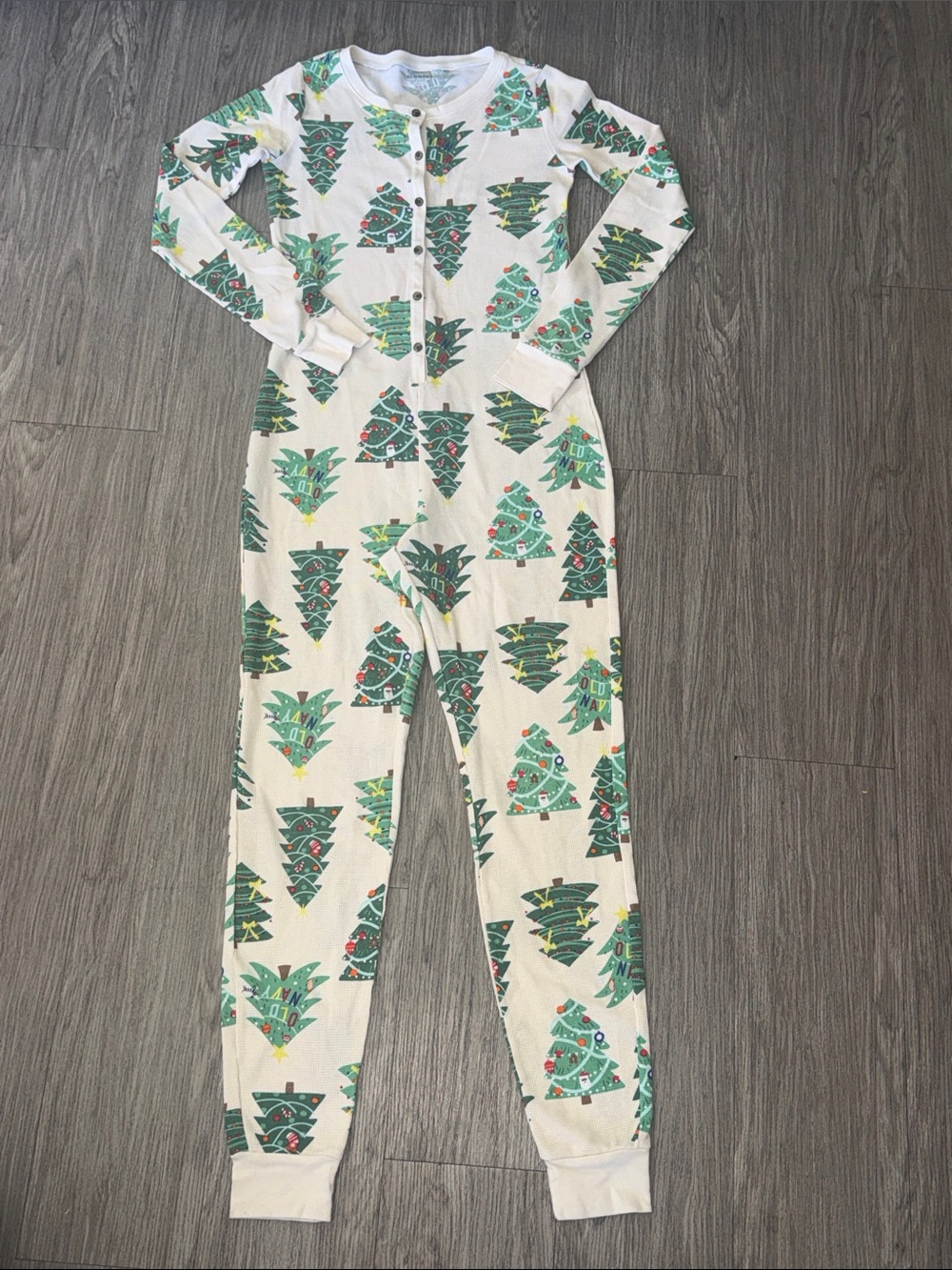 Old Navy White Kids Christmas Tree One-Piece Pajamas